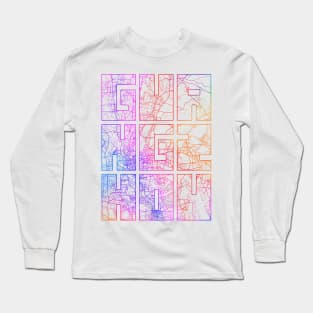 Guangzhou, Guangdong, China City Map Typography - Colorful Long Sleeve T-Shirt